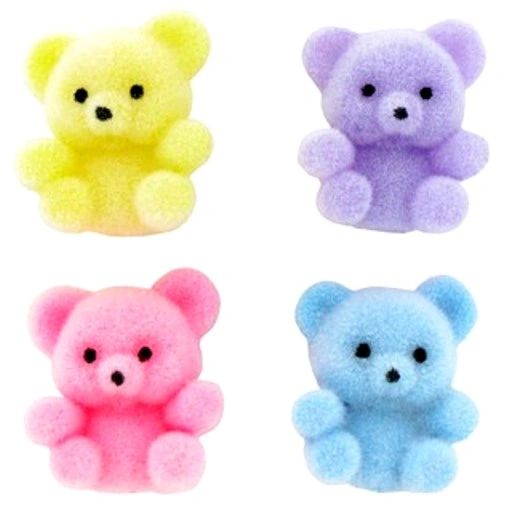 Miniature Pastel Flocked Teddy Bear Assorted Colors Dollhouse