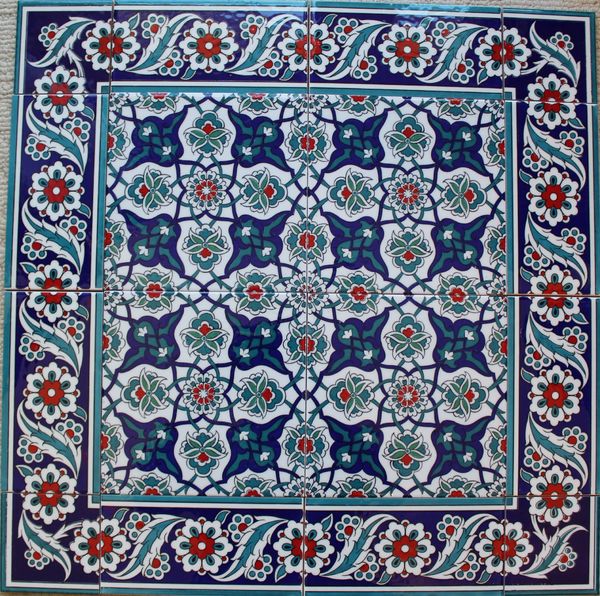 X Turkish Iznik Daisy Ceramic Tile Mural Panel Anatolian Artifacts
