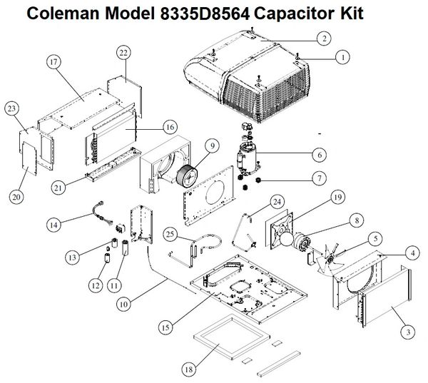 Coleman Air Conditioner Model 8335D8564 Capacitor Kit pdxrvwholesale