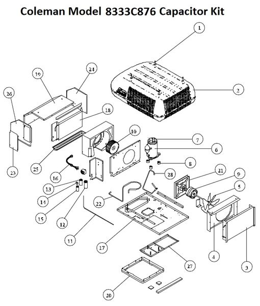 Coleman Air Conditioner Model 8333C876 Capacitor Kit | pdxrvwholesale